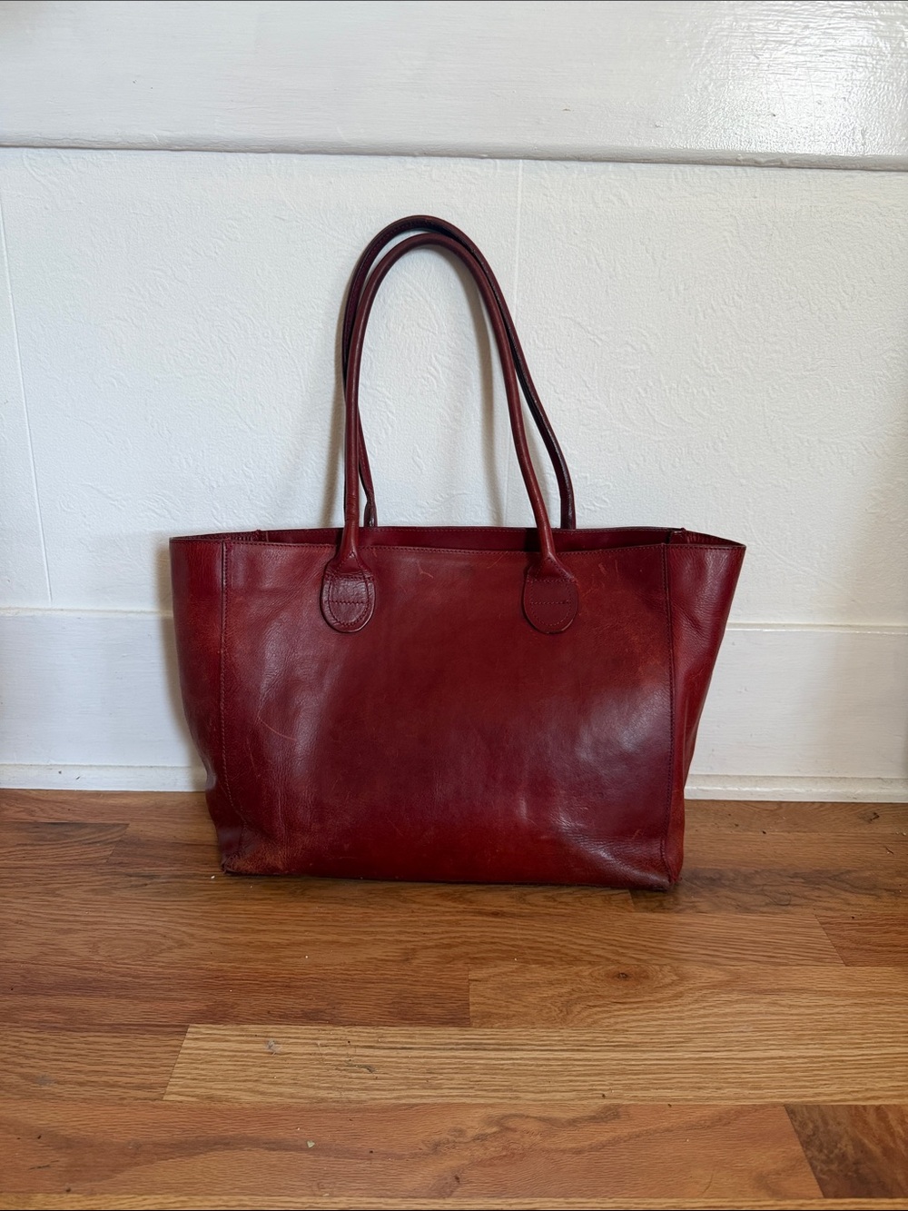 J Jill Leather Tote Bag - Deep Bordeaux Red